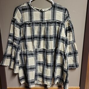 Plaid Black and White Women's Top